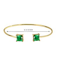 Simple Style Solid Color Copper Plating Inlay Gem Glass Bead Zircon 18k Gold Plated Bangle main image 11