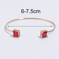 Simple Style Solid Color Copper Plating Inlay Gem Glass Bead Zircon 18k Gold Plated Bangle sku image 1