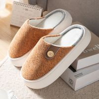 Men's Basic Solid Color Round Toe Cotton Slippers sku image 2
