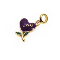 Cute Heart Shape Copper Enamel Charms Jewelry Accessories sku image 1