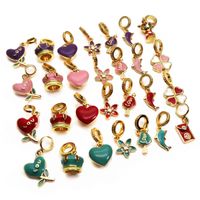 Cute Heart Shape Copper Enamel Charms Jewelry Accessories main image 3