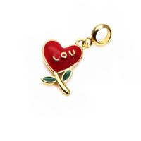 Cute Heart Shape Copper Enamel Charms Jewelry Accessories sku image 3