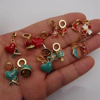 Cute Heart Shape Copper Enamel Charms Jewelry Accessories main image 2