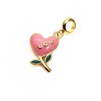 Cute Heart Shape Copper Enamel Charms Jewelry Accessories sku image 2