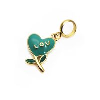 Cute Heart Shape Copper Enamel Charms Jewelry Accessories sku image 4