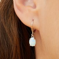 1 Pair Elegant Simple Style Oval Inlay Copper Opal White Gold Plated Drop Earrings main image 1