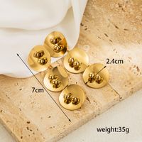 1 Pair Ig Style Round Heart Shape Butterfly Plating Inlay Stainless Steel Artificial Pearls 18k Gold Plated Drop Earrings sku image 1