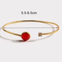 Simple Style Solid Color Copper Plating Inlay Gem Glass Bead Zircon 18k Gold Plated Bangle sku image 9