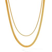 Simple Style Solid Color Stainless Steel Plating 18k Gold Plated Layered Necklaces sku image 1