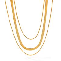 Simple Style Solid Color Stainless Steel Plating 18k Gold Plated Layered Necklaces sku image 3