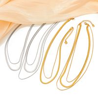 Einfacher Stil Einfarbig Rostfreier Stahl Überzug 18 Karat Vergoldet Geschichtete Halskette main image 4