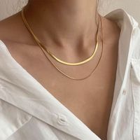 Simple Style Solid Color Stainless Steel Plating 18k Gold Plated Layered Necklaces main image 1