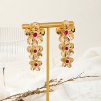 1 Pair Classical Luxurious Flower Inlay Alloy Rhinestones Drop Earrings main image 6