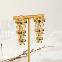 1 Pair Classical Luxurious Flower Inlay Alloy Rhinestones Drop Earrings sku image 2