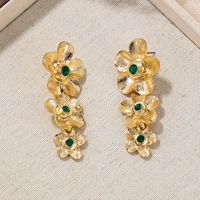 1 Pair Classical Luxurious Flower Inlay Alloy Rhinestones Drop Earrings main image 5