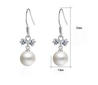 1 Pair Elegant Bow Knot Plating Inlay Copper Artificial Pearls Zircon White Gold Plated Drop Earrings main image 2