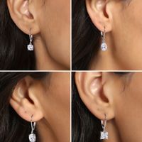 4 Pairs Elegant Solid Color Plating Inlay Copper Zircon White Gold Plated Earrings main image 3