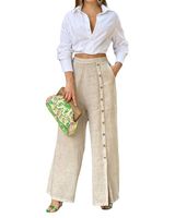 Daily Women's Casual Elegant Solid Color Linen Button Pants Sets Pants Sets main image 2