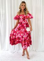 Women's Regular Dress Elegant Classic Style Boat Neck Short Sleeve Flower Maxi Long Dress Travel Daily main image 2