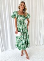 Women's Regular Dress Elegant Classic Style Boat Neck Short Sleeve Flower Maxi Long Dress Travel Daily main image 4