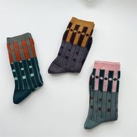 Women's Retro Color Block Polka Dots Cotton Blend Ankle Socks A Pair main image 3
