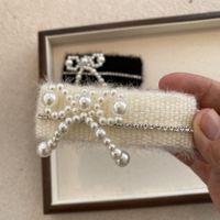 Women's Simple Style Bow Knot Imitation Pearl Handmade Hair Clip sku image 2