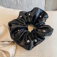 Women's Simple Style Solid Color Pu Leather Handmade Hair Tie sku image 1