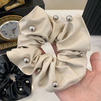 Women's Simple Style Solid Color Pu Leather Handmade Hair Tie sku image 2