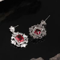 1 Pair Elegant Flower Plating Inlay Copper Zircon Silver Plated Drop Earrings main image 4