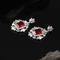 1 Pair Elegant Flower Plating Inlay Copper Zircon Silver Plated Drop Earrings main image 6