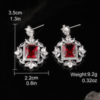 1 Pair Elegant Flower Plating Inlay Copper Zircon Silver Plated Drop Earrings sku image 1