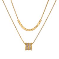 Elegant Solid Color Copper Plating Inlay Zircon 18k Gold Plated Layered Necklaces main image 6
