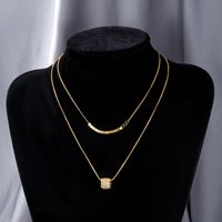 Elegant Solid Color Copper Plating Inlay Zircon 18k Gold Plated Layered Necklaces main image 3