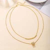 Elegant Solid Color Copper Plating Inlay Zircon 18k Gold Plated Layered Necklaces main image 4