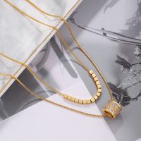 Elegant Solid Color Copper Plating Inlay Zircon 18k Gold Plated Layered Necklaces main image 5