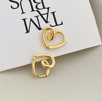 1 Pair Simple Style Heart Shape Plating Sterling Silver Gold Plated Ear Studs sku image 2