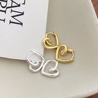 1 Pair Simple Style Heart Shape Plating Sterling Silver Gold Plated Ear Studs main image 1