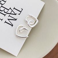 1 Pair Simple Style Heart Shape Plating Sterling Silver Gold Plated Ear Studs sku image 1