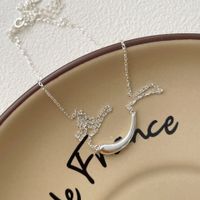 Simple Style Solid Color Sterling Silver Plating White Gold Plated Pendant Necklace sku image 1
