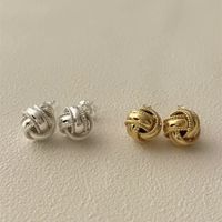 1 Pair Simple Style Solid Color Plating Sterling Silver Gold Plated Earrings main image 6