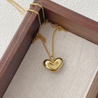أسلوب بسيط شكل القلب الفضة الاسترليني تصفيح مطلي بالذهب قلادة قلادة sku image 2