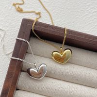 أسلوب بسيط شكل القلب الفضة الاسترليني تصفيح مطلي بالذهب قلادة قلادة main image 1