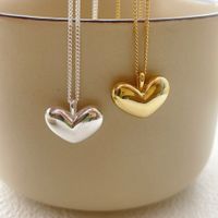 أسلوب بسيط شكل القلب الفضة الاسترليني تصفيح مطلي بالذهب قلادة قلادة main image 2