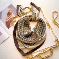 Women's Classic Style Color Block Polyester Silk Scarf sku image 2