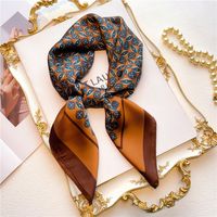 Women's Classic Style Color Block Polyester Silk Scarf sku image 1