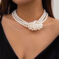 Elegant Vintage Style Irregular Round Imitation Pearl Irregular Layered Three-dimensional Women's Layered Necklaces sku image 1