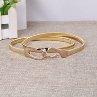 Basic Solid Color Metal Women's Leather Belts main image 2