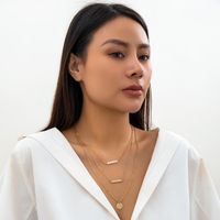 Simple Style Round Rectangle Imitation Pearl Alloy Copper Chain Women's Layered Necklaces main image 6