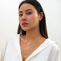 Simple Style Round Rectangle Imitation Pearl Alloy Copper Chain Women's Layered Necklaces main image 3