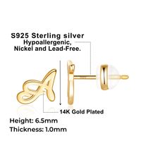 1 Pair Casual Elegant Classic Style Letter Plating Copper 14k Gold Plated Ear Studs main image 2